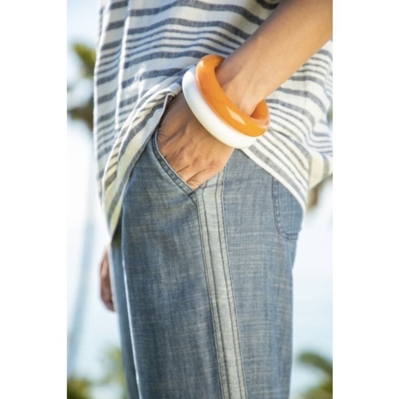 NWT Trina Turk Women's Filipe Frayed Chambray Pants- Indigo/Size 2 - Picture 2 of 12